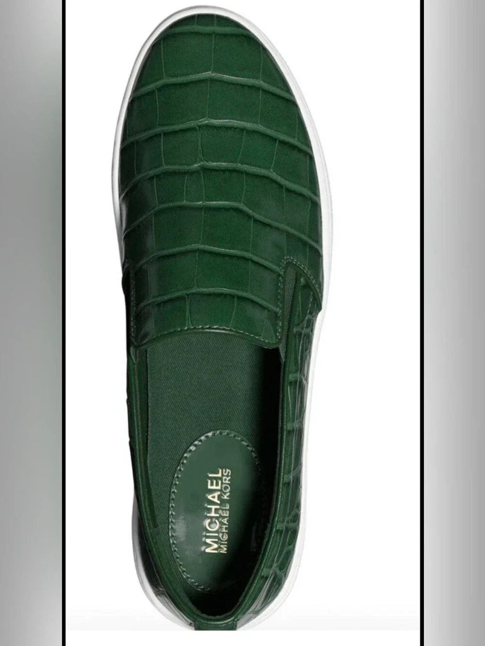 Michael Kors Green Croc-Embossed Slip-On Sneakers